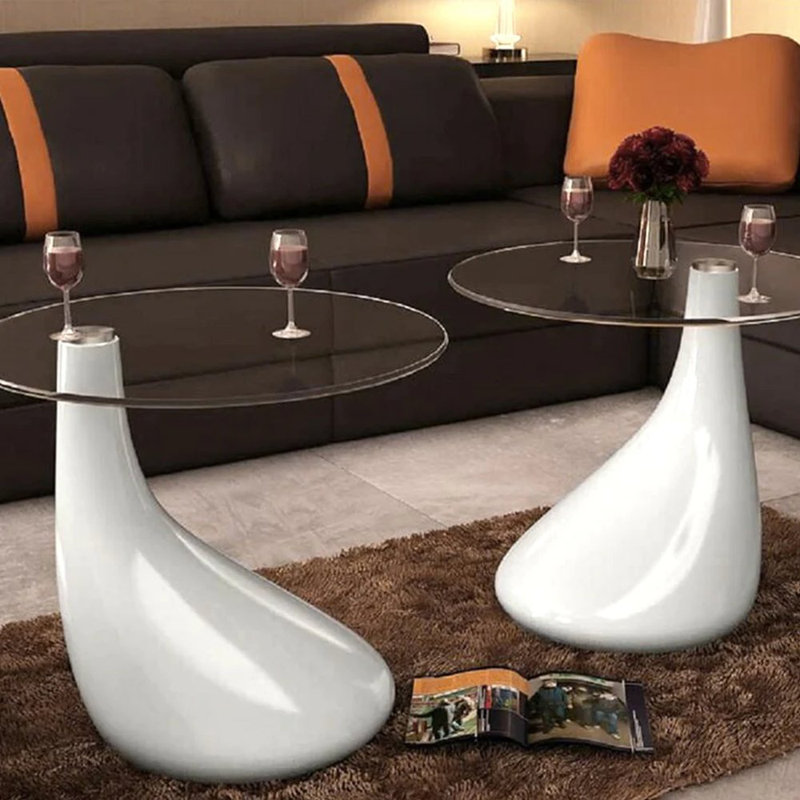 Table de bout en verre Wendler, Blanc