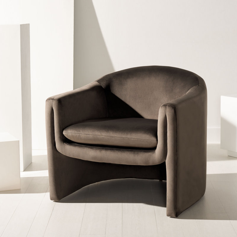 Fauteuil demi-tonneau 32,87 po Pollman, Velours brun foncé