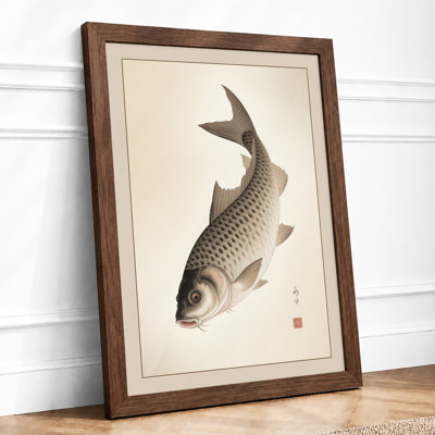 Carp in Contemplation Japandi - Framed Print
