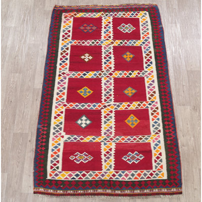Tapis en laine rouge 4 pi 3 po x 6 pi 11 po one-of-kind main-noué la Stacey