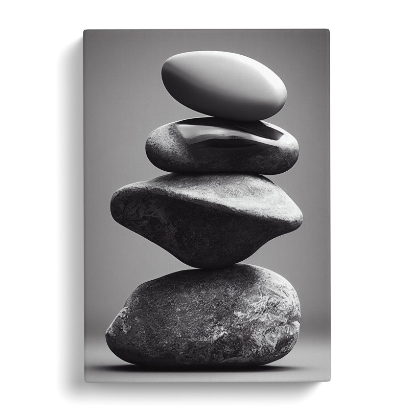 CAN-V0523-1793X Pebbles Zen Stones Stacked Vol.1 - Wrapped Canvas Print, 50cm H x 35cm W