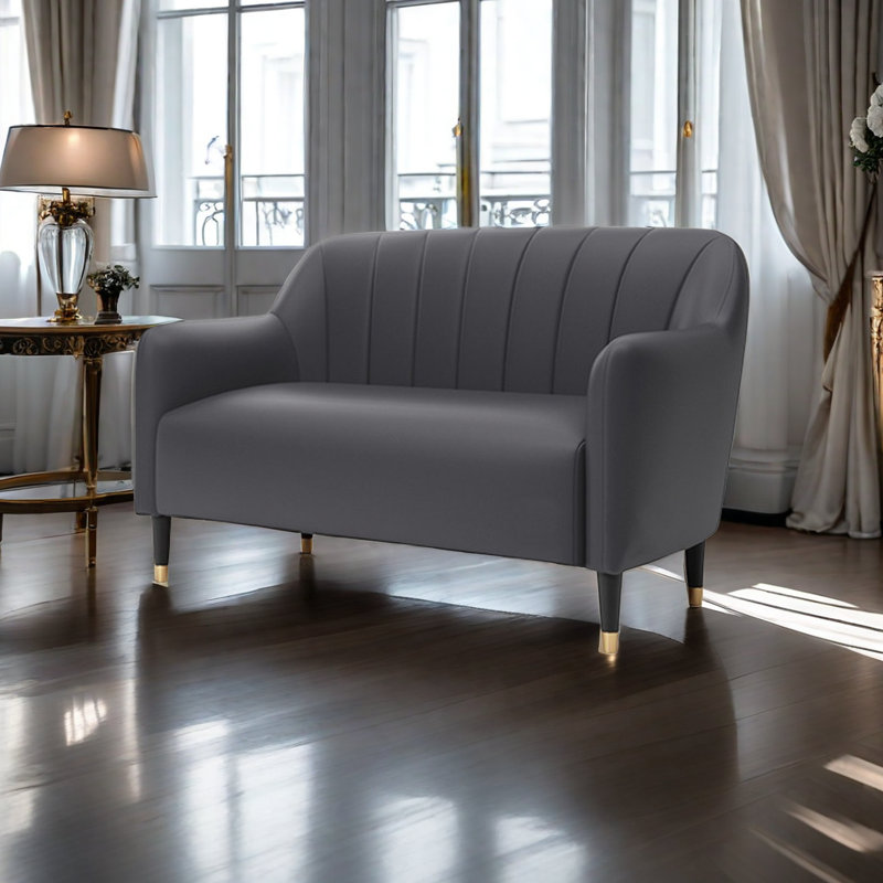 Banc rembourré en similicuir Light Luxury Cafe, Gris foncé