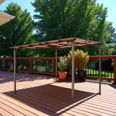 10' X 14' Outdoor Pergola Gazebo,wall-mounted Lean To Metal Awning Gazebo With Roof,large Heavy Duty For Patio,decks,backyard