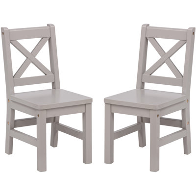 Merrill Kids 11.25" Solid Hardwood Desk Or Activity Chair and Ottoman, Cozy Grey