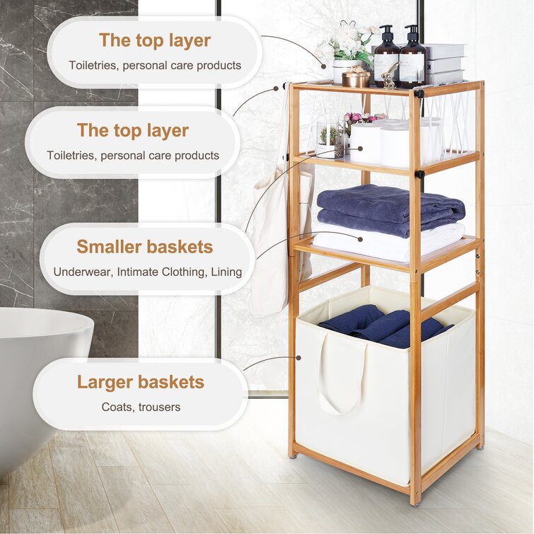 Bathroom Bamboo Shelf Organizer - 3 Tier Storage Shelf