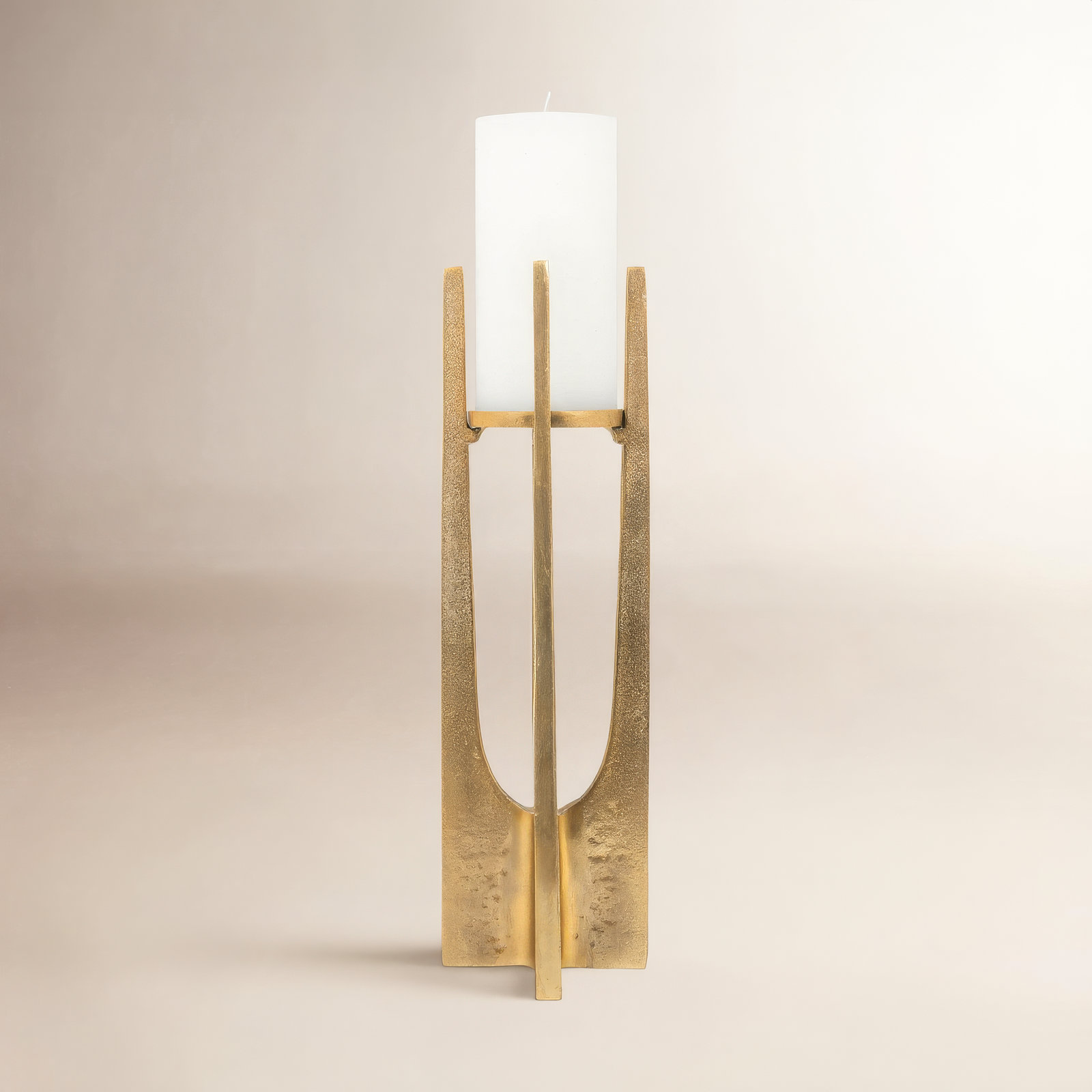 Metal Pillar Candle Holder, Gold, 16" H x 5" W x 5" D