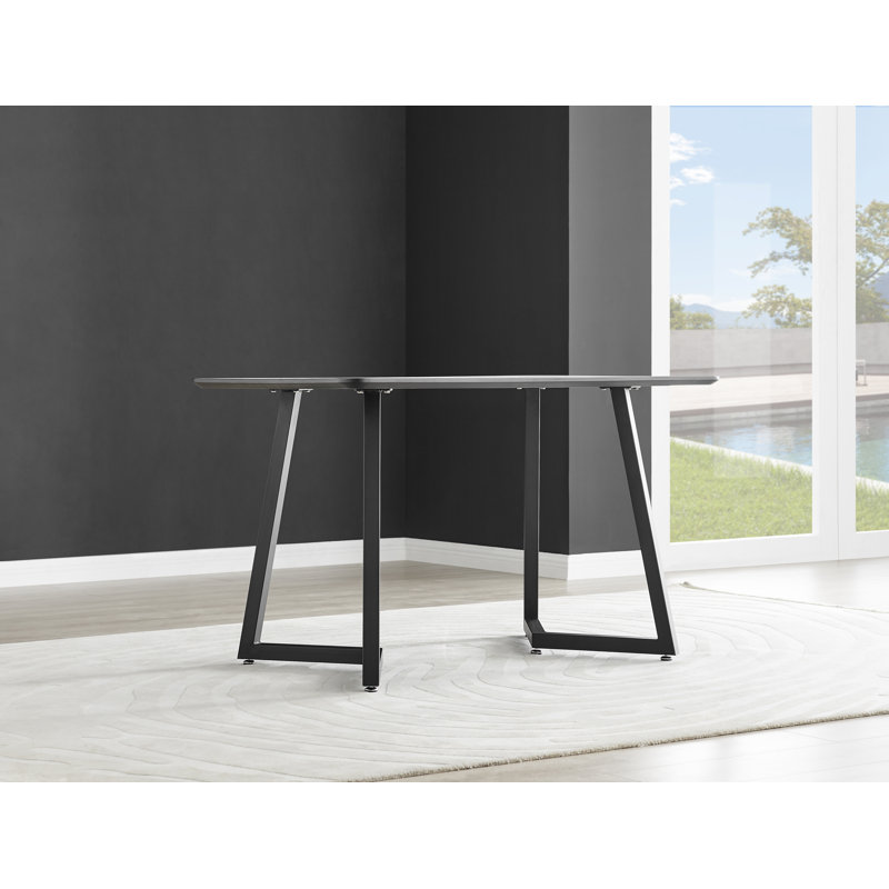 Sleek Industrial Design White Marble Effect Melamine Dining Table 160cm x 90cm, H75 x L120 x W80cm