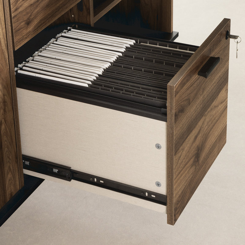 Bureau en L Edmon avec rangement et prise de recharge