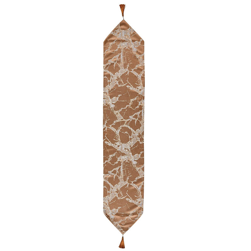 Abstract Table Runner, 13" L x 70" W, Brown