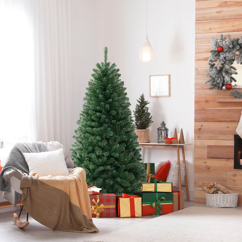 Arbre de Noël avec embouts en PVC et gants de lumières à DEL blanc chaud, 6'
