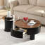 Salon, plastique noir, table basse ronde, tiroir de rangement, fonction peu encombrante, style moderne, qualité de fabrication, mobilier polyvalent pour 2 personnes, centre en plastique pour pièce avec option petite