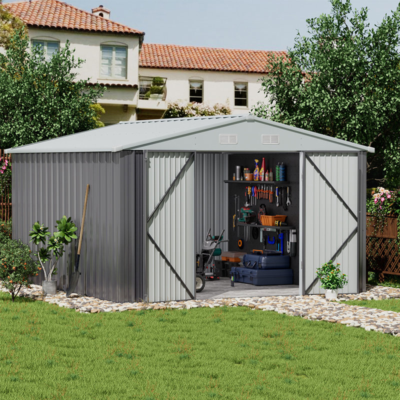 10 ft. W x 8 ft. D Apex Metal Garden Shed