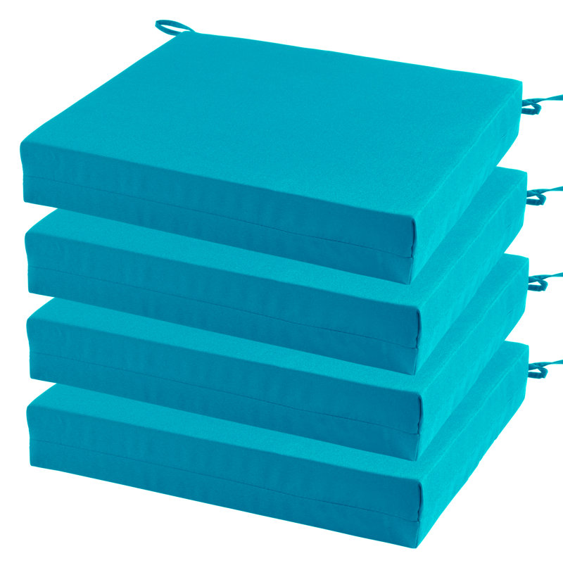 Outdoor  Seat Cushion (Set of 4) 18.5"Wx16"Dx3"H, Blue
