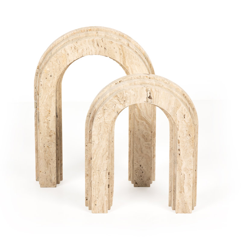 Rockwell 2 Piece Travertine Arches Set, White Travertine