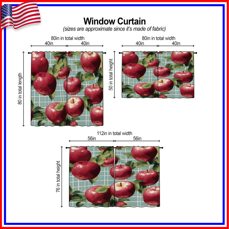 Rideaux rouges obscurcissant et obscurcissant 2 pommes Red, 40in x 60in - 2 panels, Transparent