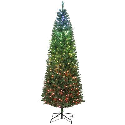 Vibrant Led Christmas Trees, 7ft Plastic Fir With Slim Realistic Design For Home