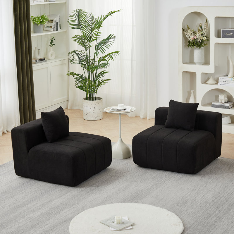 Canapé modulaire à compression Daijha, Noir