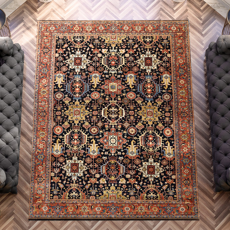 Tapis bleu et rouge noué à la main de haute qualité, Blue/Red, Rectangle 10' x 14'