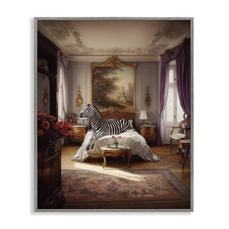 Zèbre dans une pièce royale, estampe numérique par Ziwei Li, Estampe numérique Farmhouse, H 30 po x l 24 po