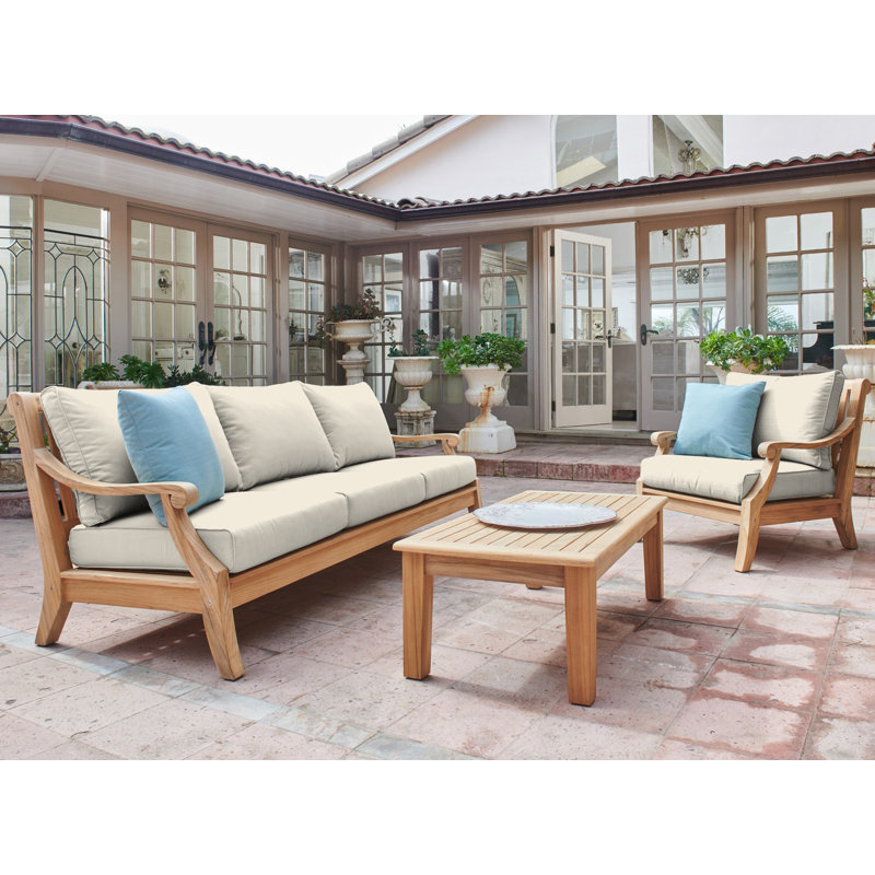 Sonoma Teak Club Chair With Cushion In Antique Beige, Natural Sanded, Canvas Navy Sunbrella® Canvas