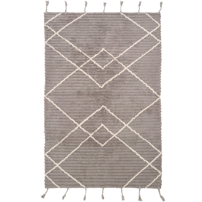 Coffin Hand Tufted Cotton Brown/Beige Rug, Rectangle 100 x 150cm