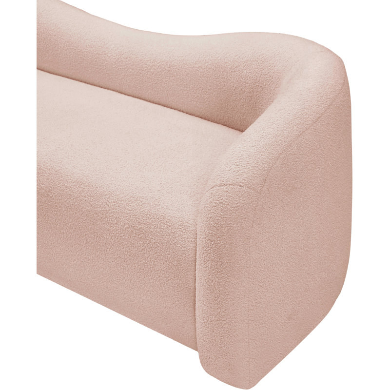 Causeuse rembourrée Kali, Tissu rose en fausse peau de mouton