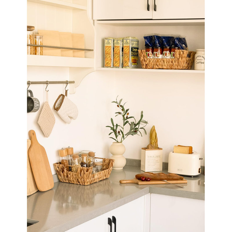 Panier en osier pour rangement et garde-manger, paniers de rangement empilables en jacinthe d'eau