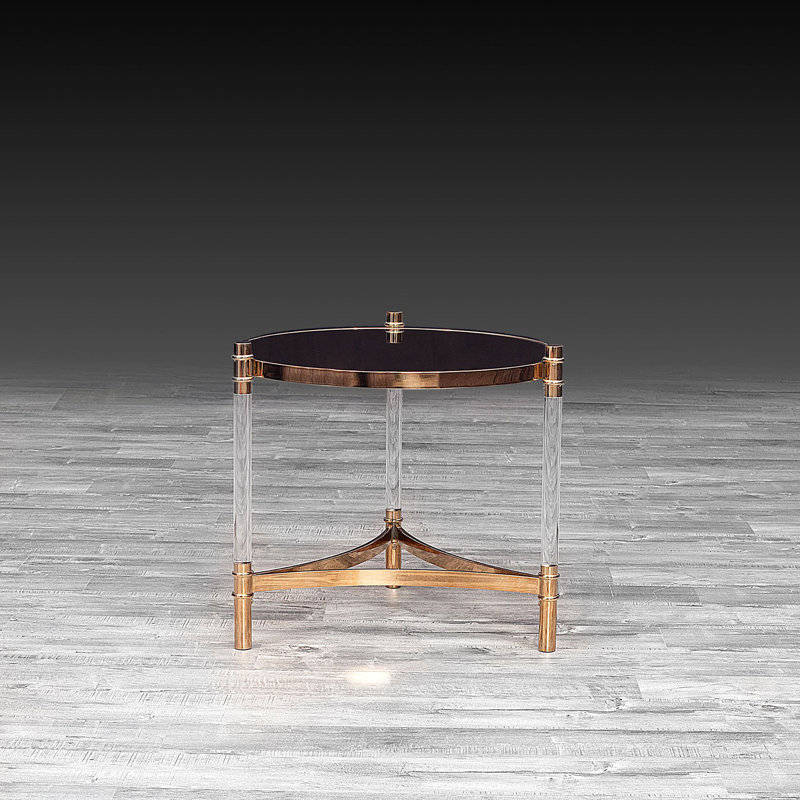 Table de bout en verre, Or, Noir, H 22 po x l 28 po x P 24 po