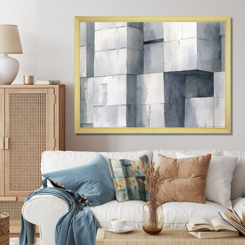 Gris abstrait zen I - Minimalisme, impression d'art mural, Cadre doré à une seule photo, H 30 po x l 40 po x P 1,5 po