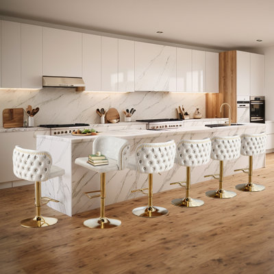 Modern Swivel Adjusatble Nailhead Height Bar Stools (Set of 6)