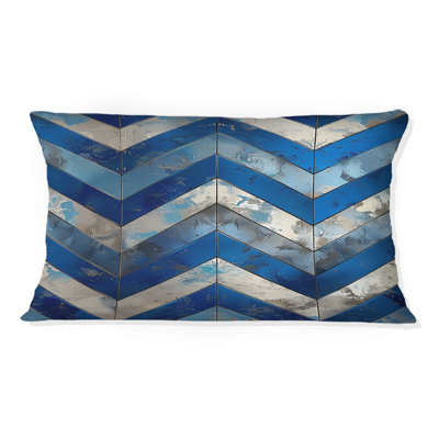 Coussin bleu Midcentury Chevron VI - Midcentury