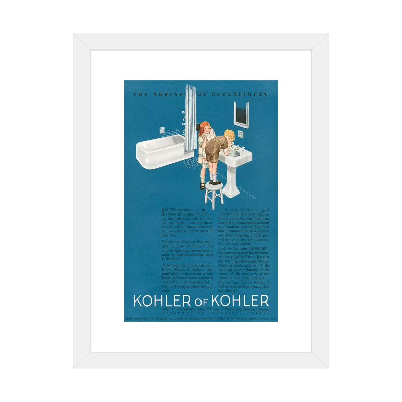 «1923 Kohler», affiche de magazine - reproduction d'art textuel, H 24 po x l 16 po x P 1 po, Papier encadré blanc