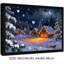 Impression sur toile encadrée noire, village de Noël impressionniste, nuit d'hiver enneigée-72597946