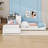 Twin L-Shaped Platform Bed with Built-in Desk, Twin Trundle and 2 Drawers-1227224001