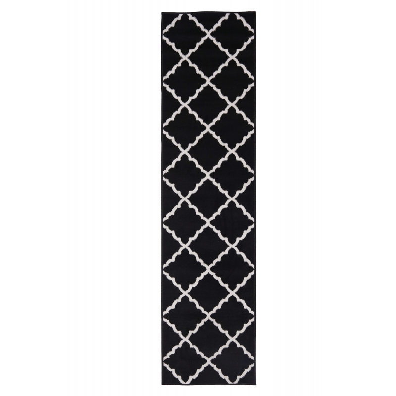 Tapis noir / blanc Ikat, Tapis de couloir 2 pi x 4 pi
