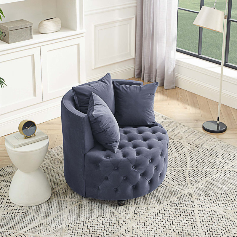 Fauteuil demi-tonneau Jakora, Velours gris