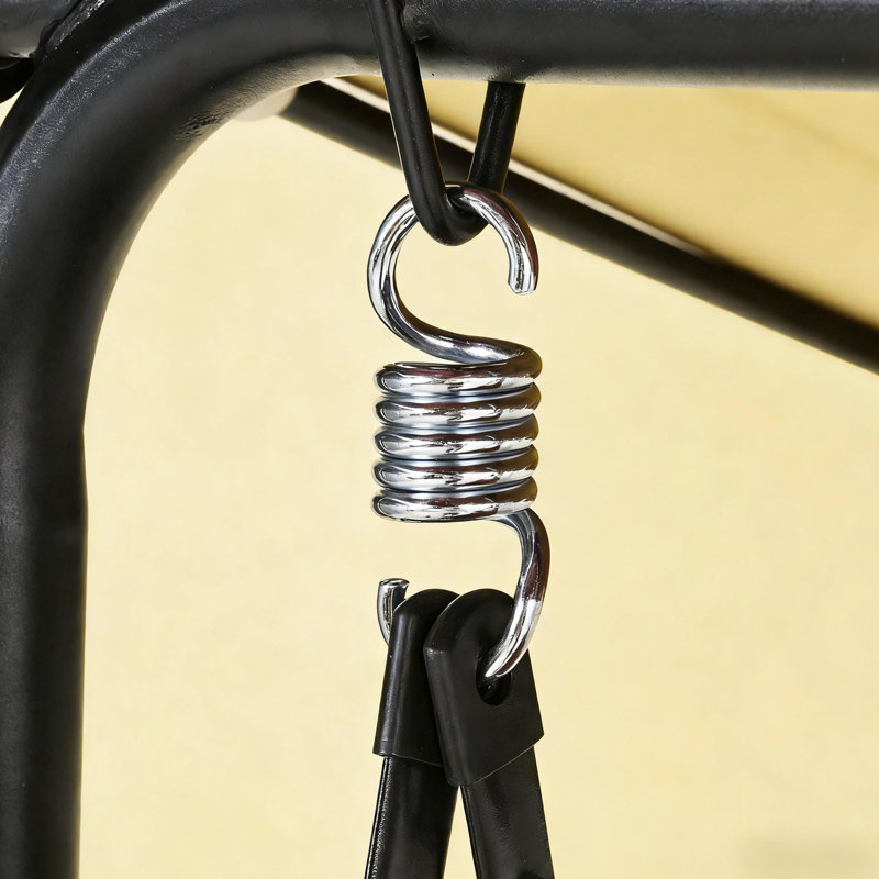 Balancelle d'extérieur pour terrasse avec banc trois places, coussins et auvent résistant aux intempéries. Structure robuste en acier, dossier rembourré moelleux.