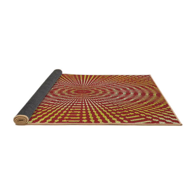 Tapis brun/jaune tissé à la machine, Rond 3 pi