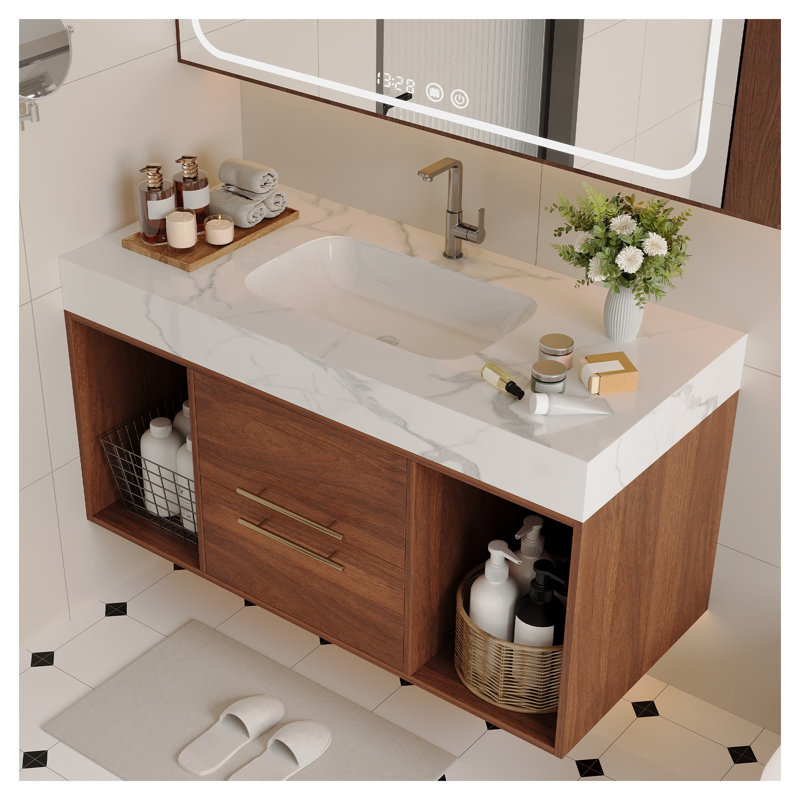 Ensemble de meuble-lavabo flottant 39,4 po Mid-Century