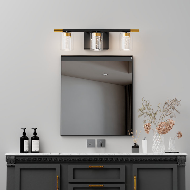 20''Dimmable 3-Light Dimmable LED Vanity Light, Matte Black/Gold