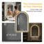 Miroir de salle de bain 28 po x 48 po à DEL arqué avec cadre noir, affichage de l'heure et de la température, rétroéclairé, antibuée, éclairage 3 couleurs à intensité variable, verre antidéflagrant