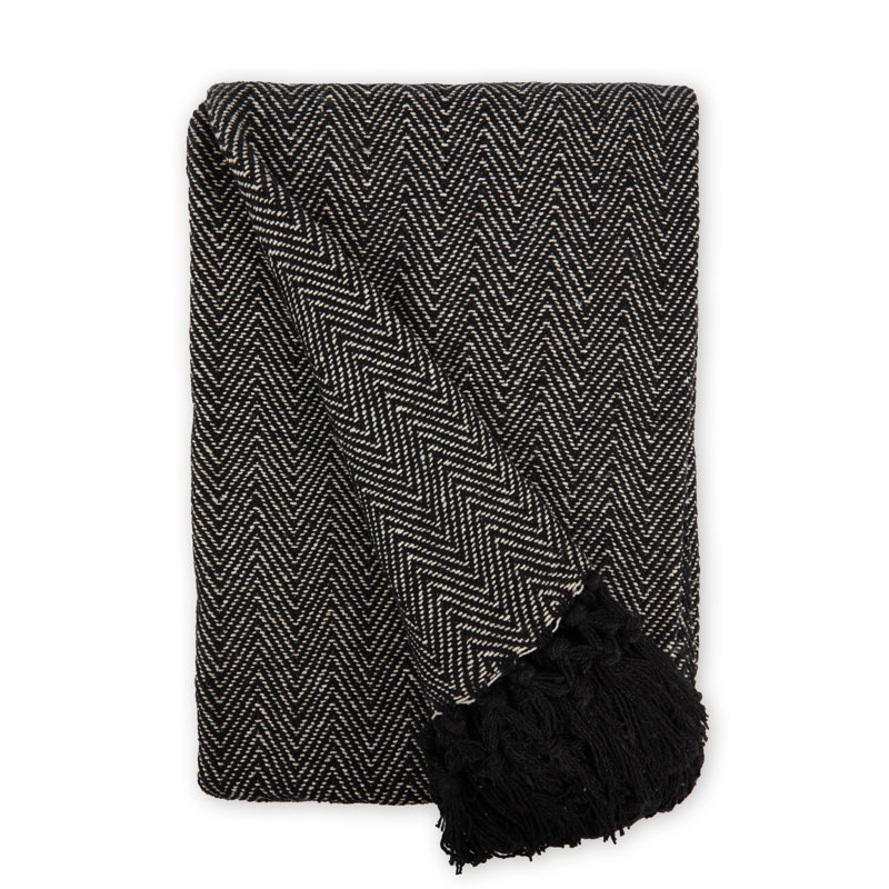 Meurer Hand Woven Throw Blanket, 254cm x 178cm, Black