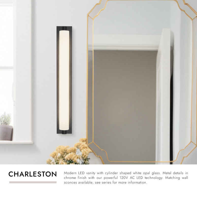 Charleston 31-in Black dimmable LED Bathroom Vanity Light, Matte Black