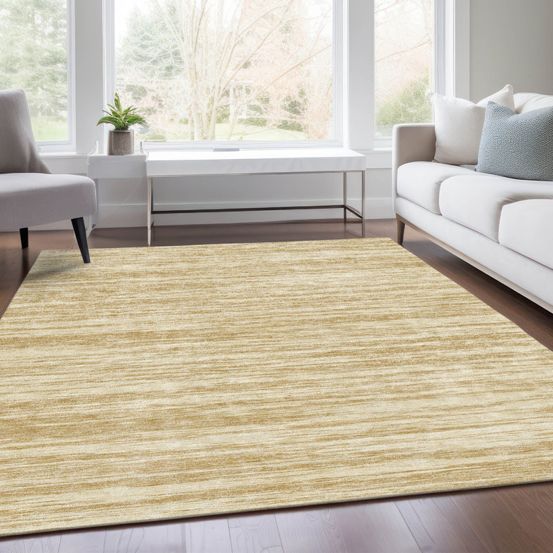 Premium Machine Washable Prisco Gold Rug, Rectangle 8' x 10'