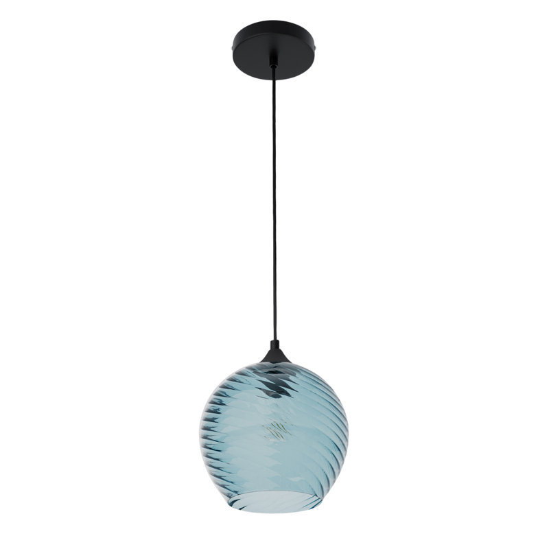 Luminaire suspendu en verre à 1 lumière pour îlot de cuisine à intensité variable, Bleu