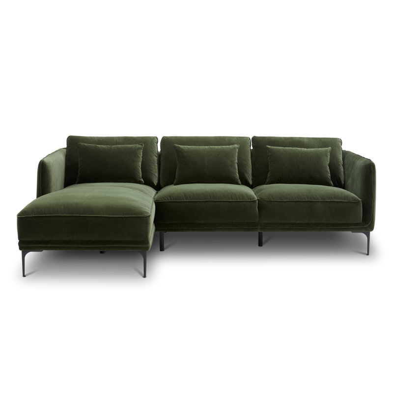 Rae 2-Piece Upholstered Sectional with Chaise, Military Green, Left Hand Facing