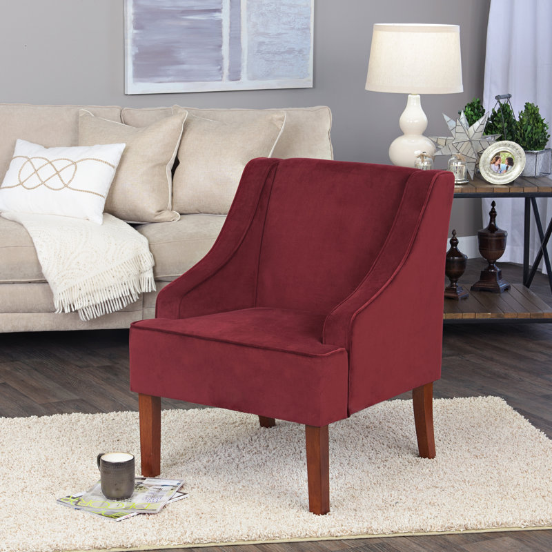 Fauteuil d'appoint incurvé Daryann, Polyester merlot baie