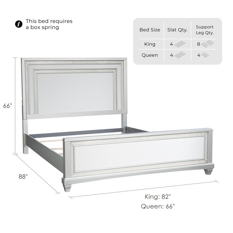 Anson Panel Bed With Led And Faux Crystal Trim, King