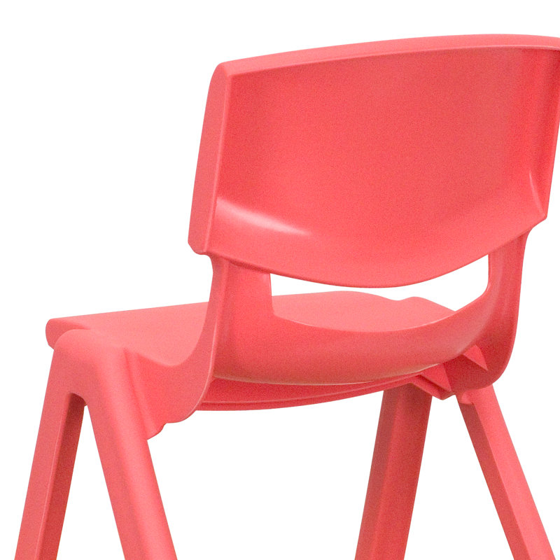 Chaise d'école empilable en plastique avec une hauteur d'assise de 30 cm (12 pouces)., H 22 po x l 13,25 po x P 15 po, Rouge