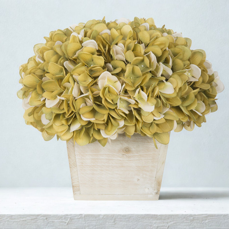 Arrangement d'hortensia en pot synthétique, Sauge/crème
